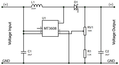 Diagrama del módulo MT3608